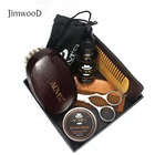 Jimwood 6 шт.компл. мужской набор барбы для ухода за бородой, увлажняющий воск для бороды, расческа, эссенция, ножницы для укладки волос без коробки