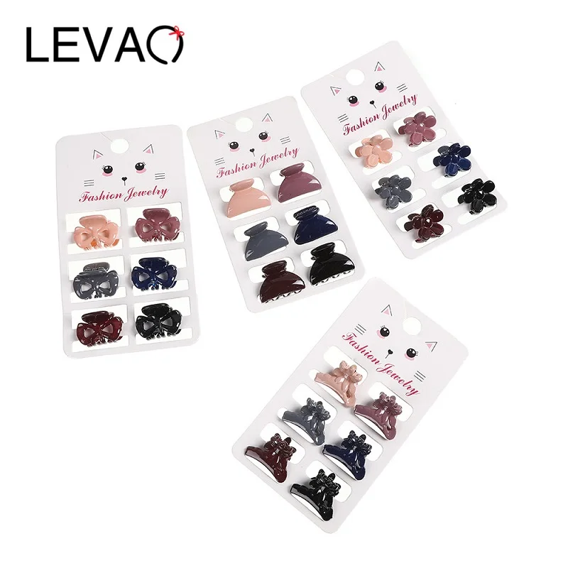 Маленькие пластиковые милые заколки для волос LEVAO 6 шт./компл. модные мини зажимы
