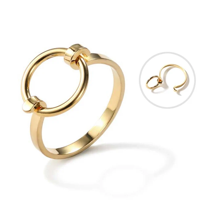 Простой минималистичный металлический панк круги открытые Регулируемые кольца