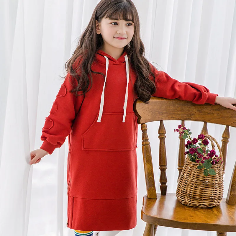 Платье для девочек-подростков с карманами Осень-зима 2020 Весенние длинные платья