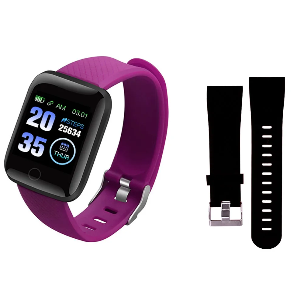 purple black Rovtop 116 мужские Смарт-часы для измерения артериального давления, мужские водонепроницаемые фитнес-часы с трекером, пульсометром, шагомером, умным ремешком - Цвет: purple black