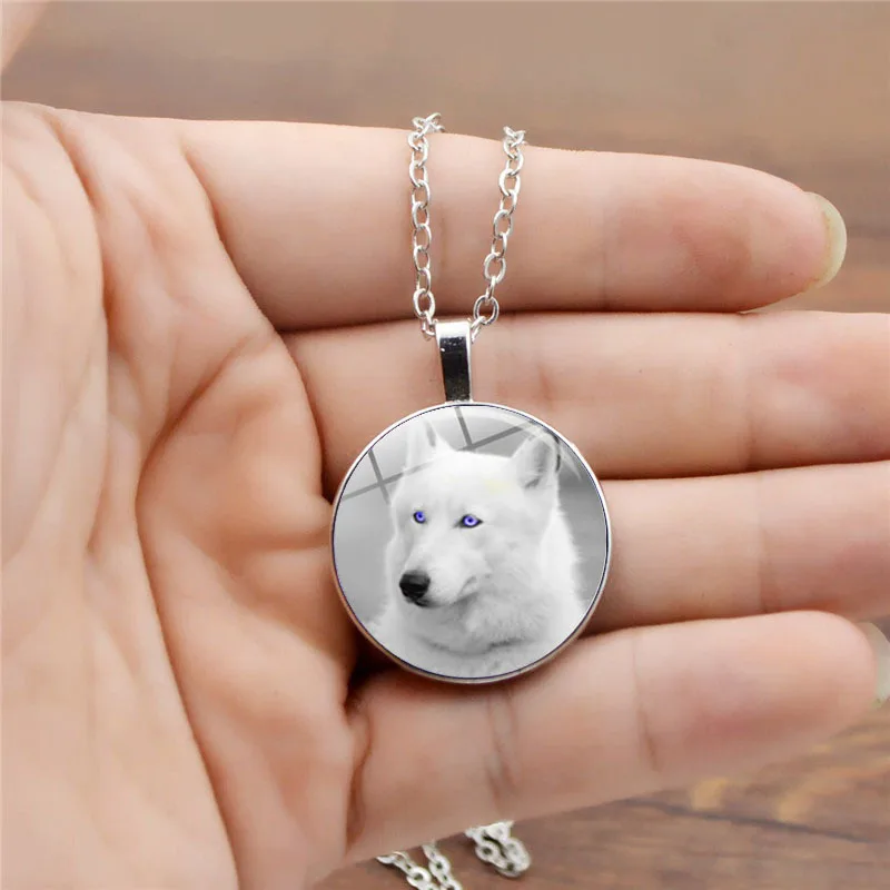 Классический Лес Снег Волк стеклянный купол светящийся кулон ожерелье