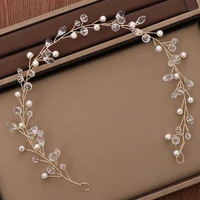golden branch crystal pearl headband wedding hair accessories for bridal tiara handmade wedding hairband headpiece hair jewelry