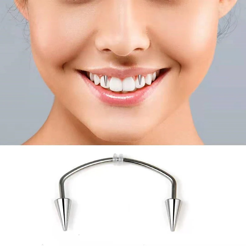 

New Tooth Decoration Medical Titanium Steel C Rod Smile Lip Tiger Tooth Nail Zombie Tooth Vampire Body Piercing Jewelry Unisex