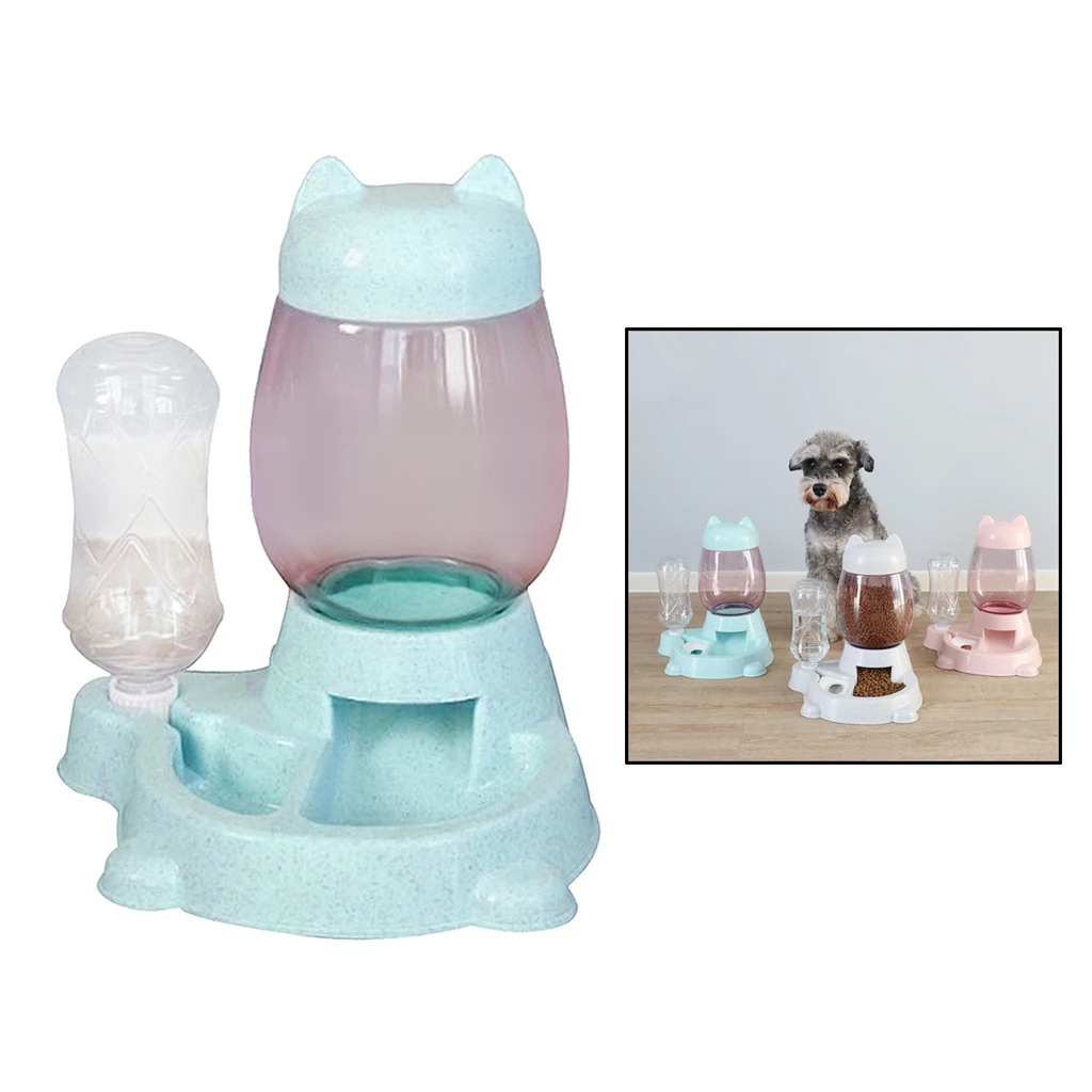 

Automatic Pet Feeder Cat Dog Food Self Dispenser Water Fountain Drink Bowl Dish