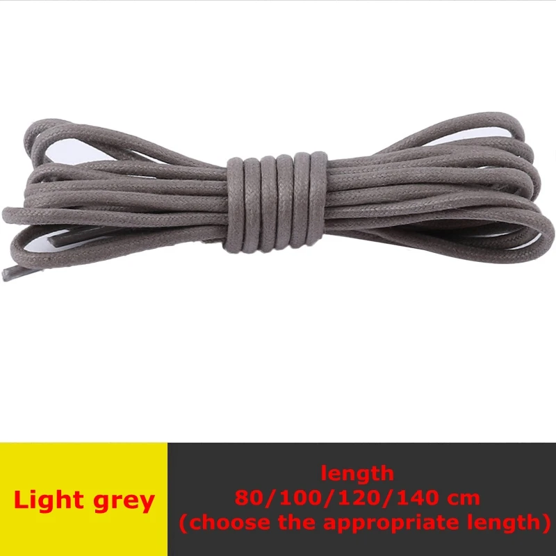Light gray 1 пара круглые шнурки для ботинок кожаные водонепроницаемые шнурки Вощеная хлопковая однотонная полиэфирная хлопковая обувь шнурки унисекс для отдыха - Цвет: Light gray