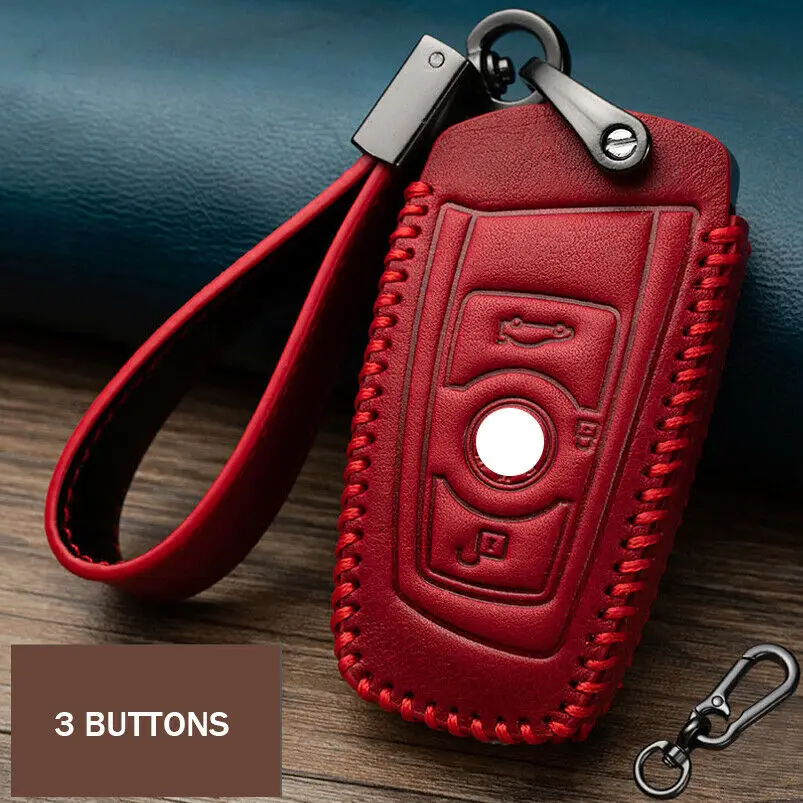 

Retro Genuine Leather Car Key Fob Cover Case Bag Holder WIth Keychain For BMW 1 3 4 5 6 7 X3 X4 F10 F30 F20