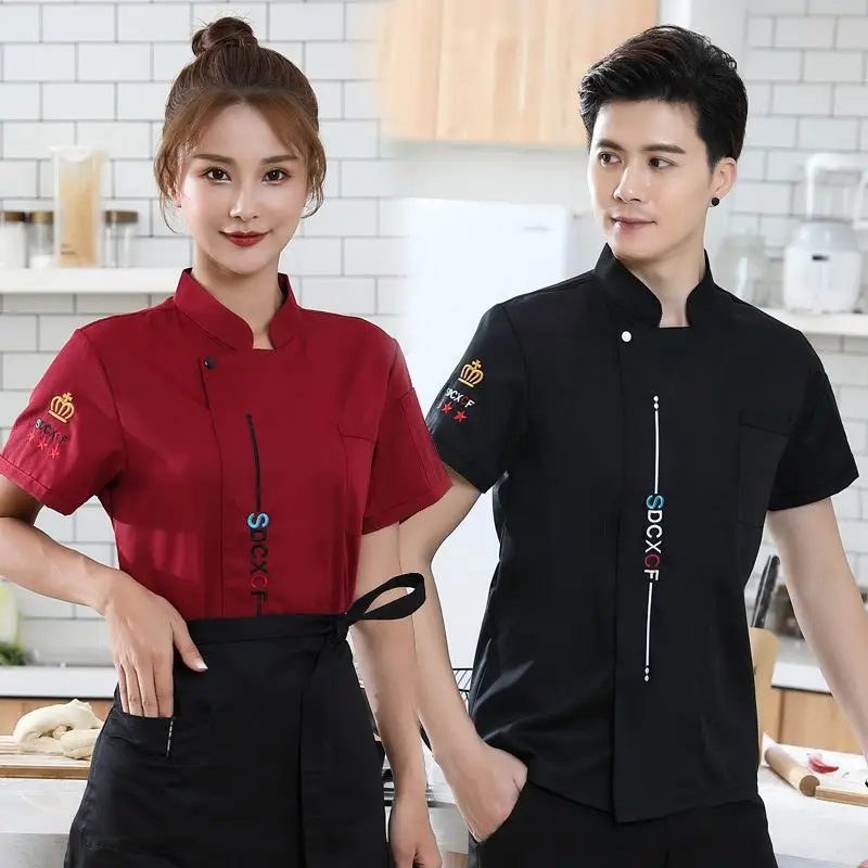

Avental Chef Hat Chef Overalls Men Short-sleeved Breathable Back Kitchen Uniform Long-sleeved Cake Shop Baking Spring Autumn