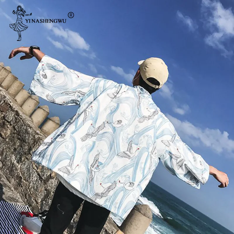 Женский кардиган в стиле Харадзюку летнее японское кимоно с цифровой печатью