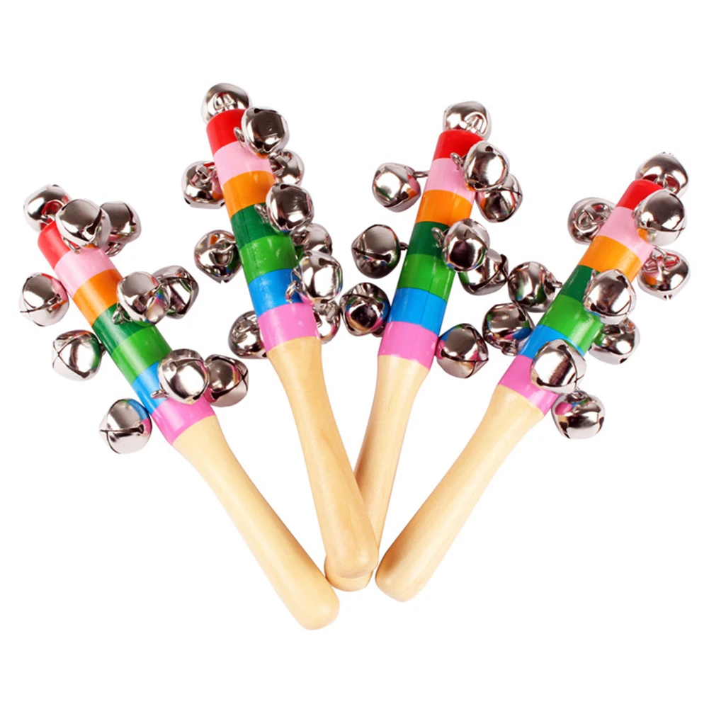 

Shaker Baby Music Instrument Toy Developmental Rattle Bed Kids Toys Colorful Wooden Rattle Stick Hand Rainbow Bell