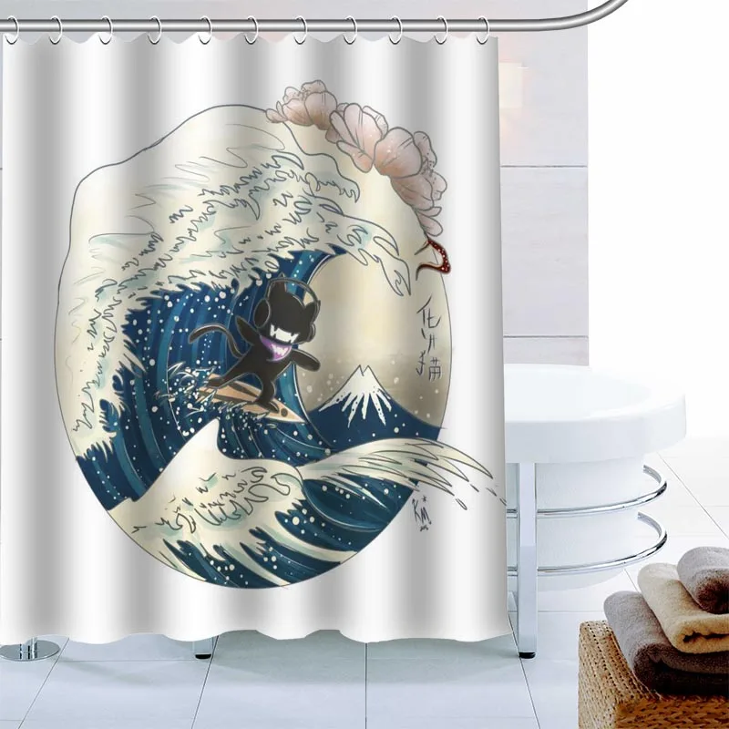 Занавеска для душа Kangawa с большим ВОЛНИСТЫМ ЭФФЕКТОМ декоративная