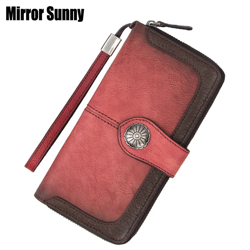 Женский кошелек ручной работы из коровьей кожи на молнии европейский и