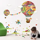 Красочные воздушные шары, животные, детская комната, наклейка на стену, медведь, жираф, детская комната, Мультяшные классные наклейки на стену, постер