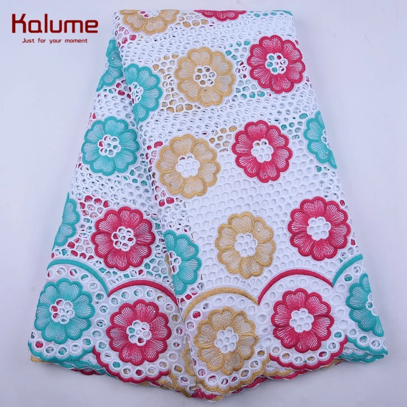 Новейшая африканская кружевная ткань Kalume с вышивкой 100% хлопок камнями для