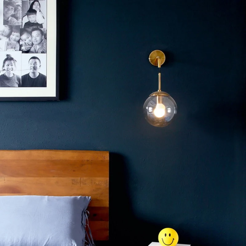 Современная настенная лампа со стеклянными шарами простой креативный