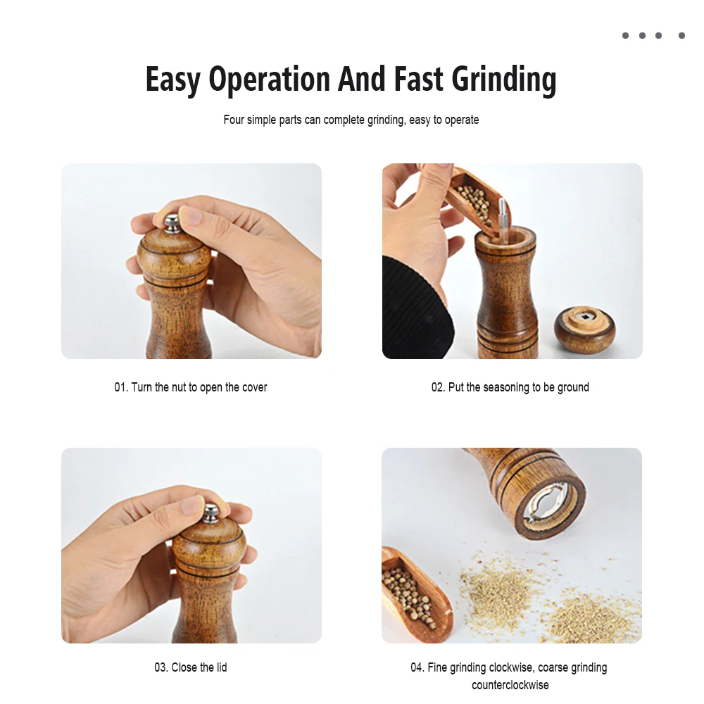 Классическая дубовая мельница для перца и специй кухонная ручная керамический