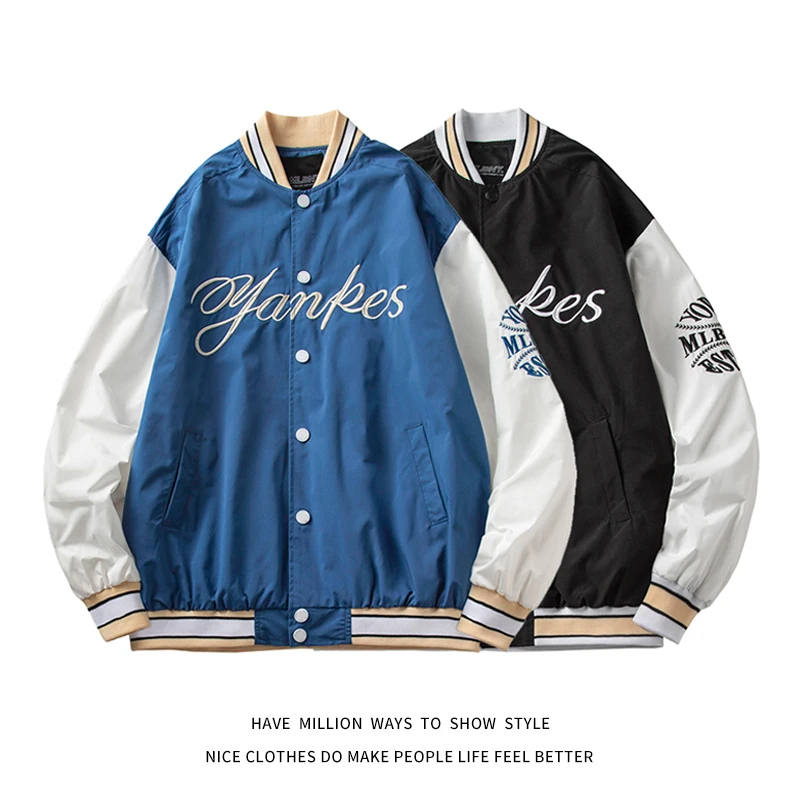

MLBNY Embroidery Women's Baseball Uniform Coat Men's Jacket Thin Unisex Couple Top Wear Spring&Autumn