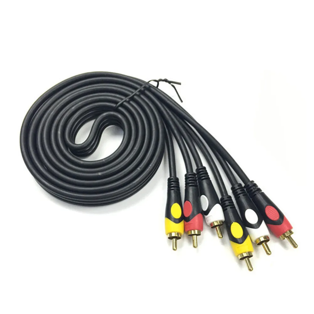 Кабель 3RCA RCA позолоченный штекер AV видеокабель для DVD TV VCD черный 1 8 м 3 метра 5 10 15 20