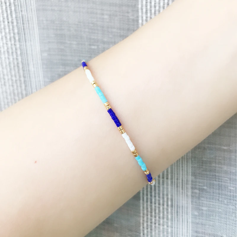 Miyuki бусины браслет Pulseras ручной работы голубое золото мульти стекло кристалл
