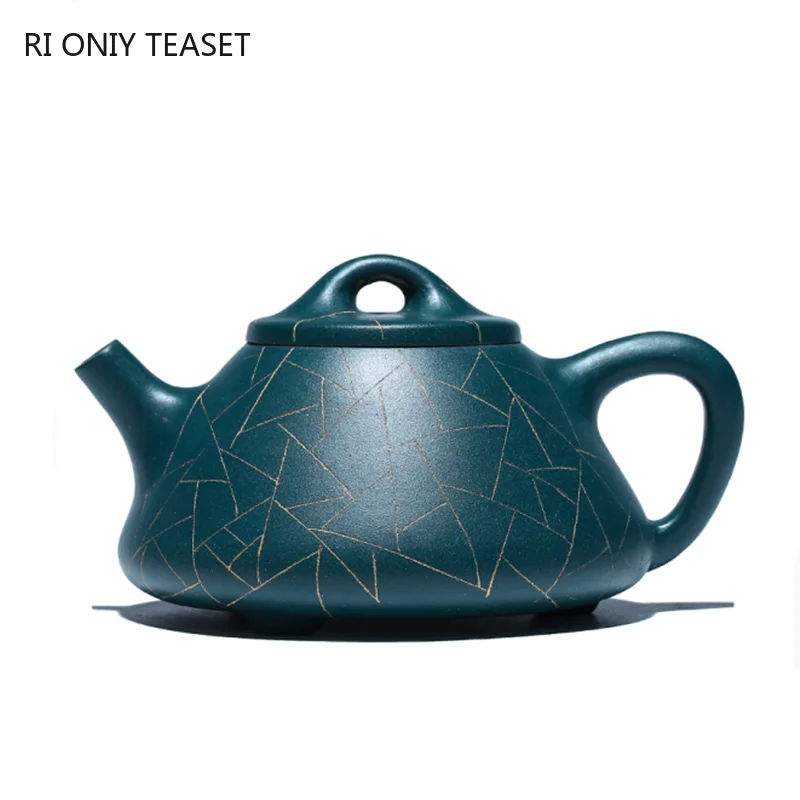 

240ml Boutique Yixing Purple Clay Teapots Raw Ore Azure Mud Stone Scoop Tea Pot Handmade Tea Ceremony Customized Teaware Gifts