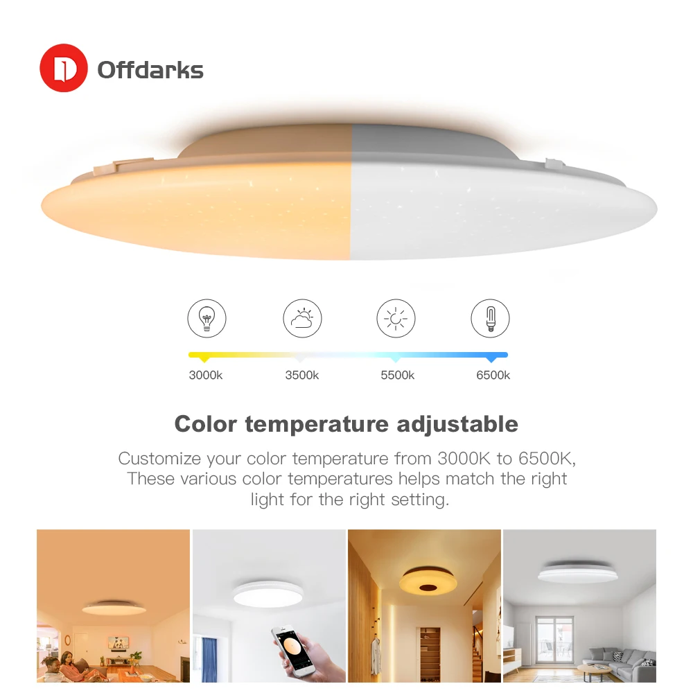 $35.50 OFFDARKS Modern LED Smart Ceiling Light WiFi / APP Intelligent Control Ceiling lamp RGB Dimming 36W / 48W / 60W / 72W