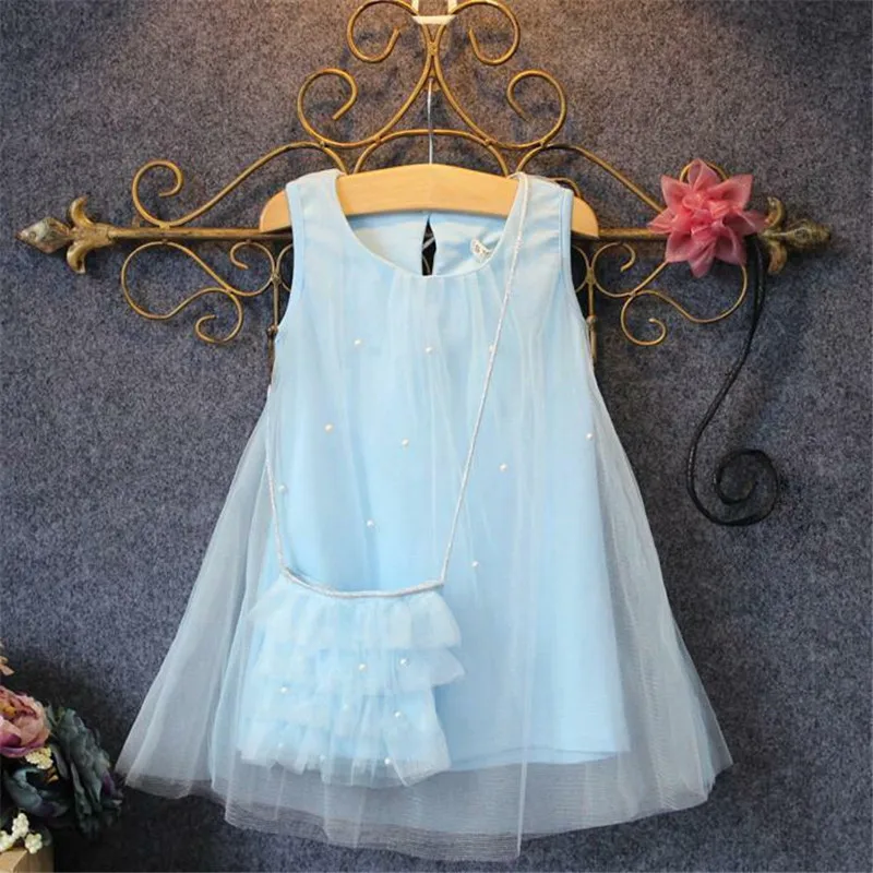 Платье для девочек комплект из 2 предметов синее кружевное платье принцессы на