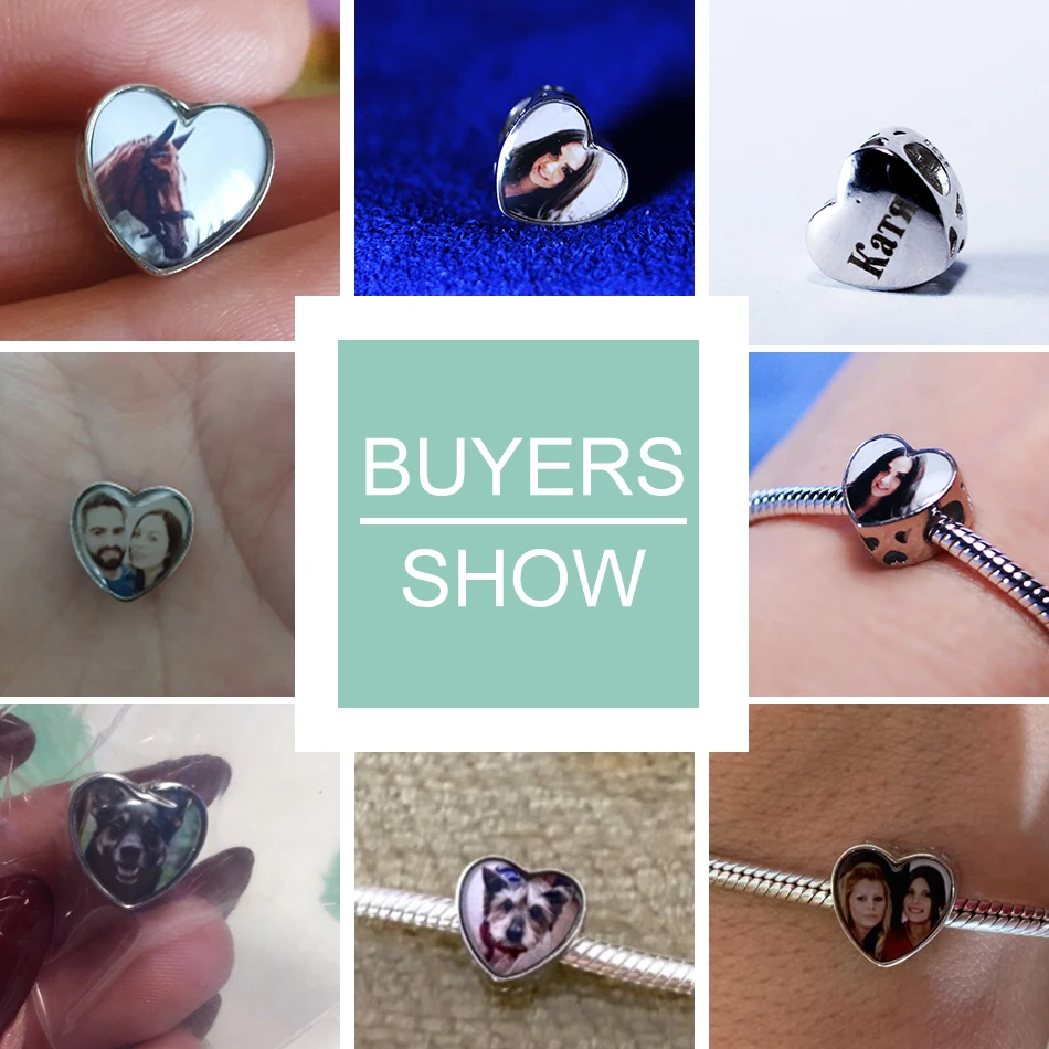 Оптовая продажа 30 шт. бусины из серебра 925 пробы с фото на заказ подвески в форме