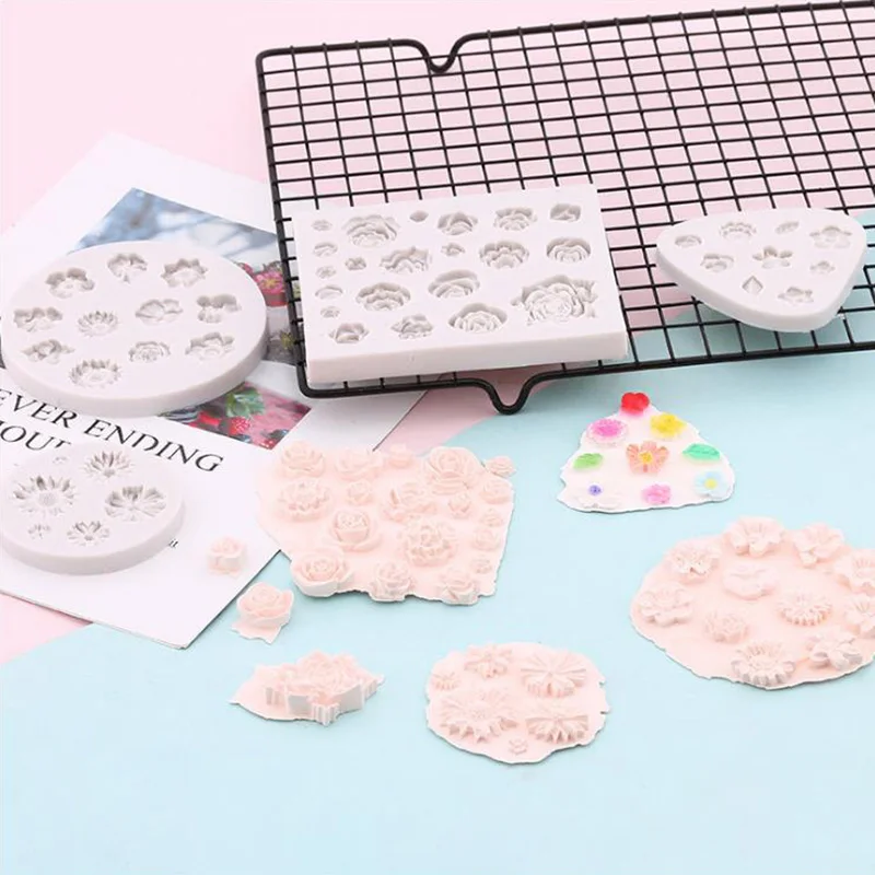 Различные цветы Подсолнухи розы торт силиконовая форма сухая скорость