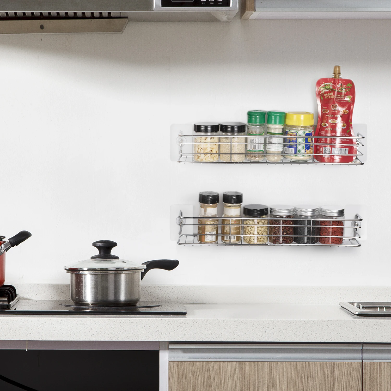 mimifly spice rack organizer wall mounted 2 pack floating shelves storage for kitchen cupboard pantry cabinet door pack of 2 free global shipping