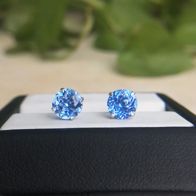 Женские серьги-гвоздики из серебра 925 пробы CSJ натуральный хром диопсид красный