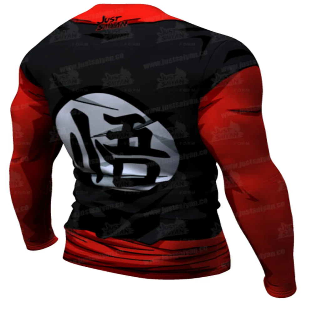 

2020 Spring Autumn Men Fitness Long Shirts Anime Sportswear Workout Clothes Long Shirt 3D Tees Breathable