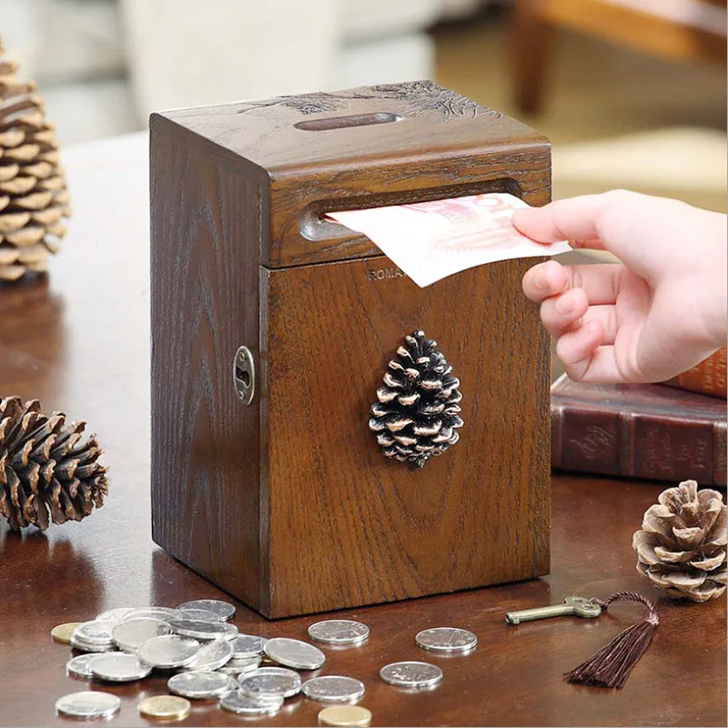 Американская Копилка в стиле ретро из массива дерева ручной работы Детская