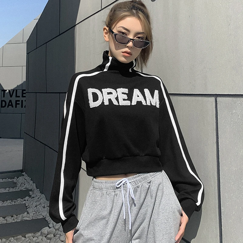 

Jazz Dancing Clothing Long Sleeve High Neck Navel Sweater Hip Hop Dance Practice Wear Street Dance Performance Costumes YS1550