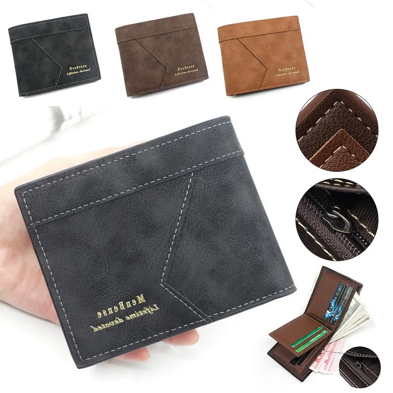 

New Design Vintage Men PU Leather Wallet Short Slim Male Purses Money Credit Card Holders Wallet Fashion Mini Slim Wallet Mens
