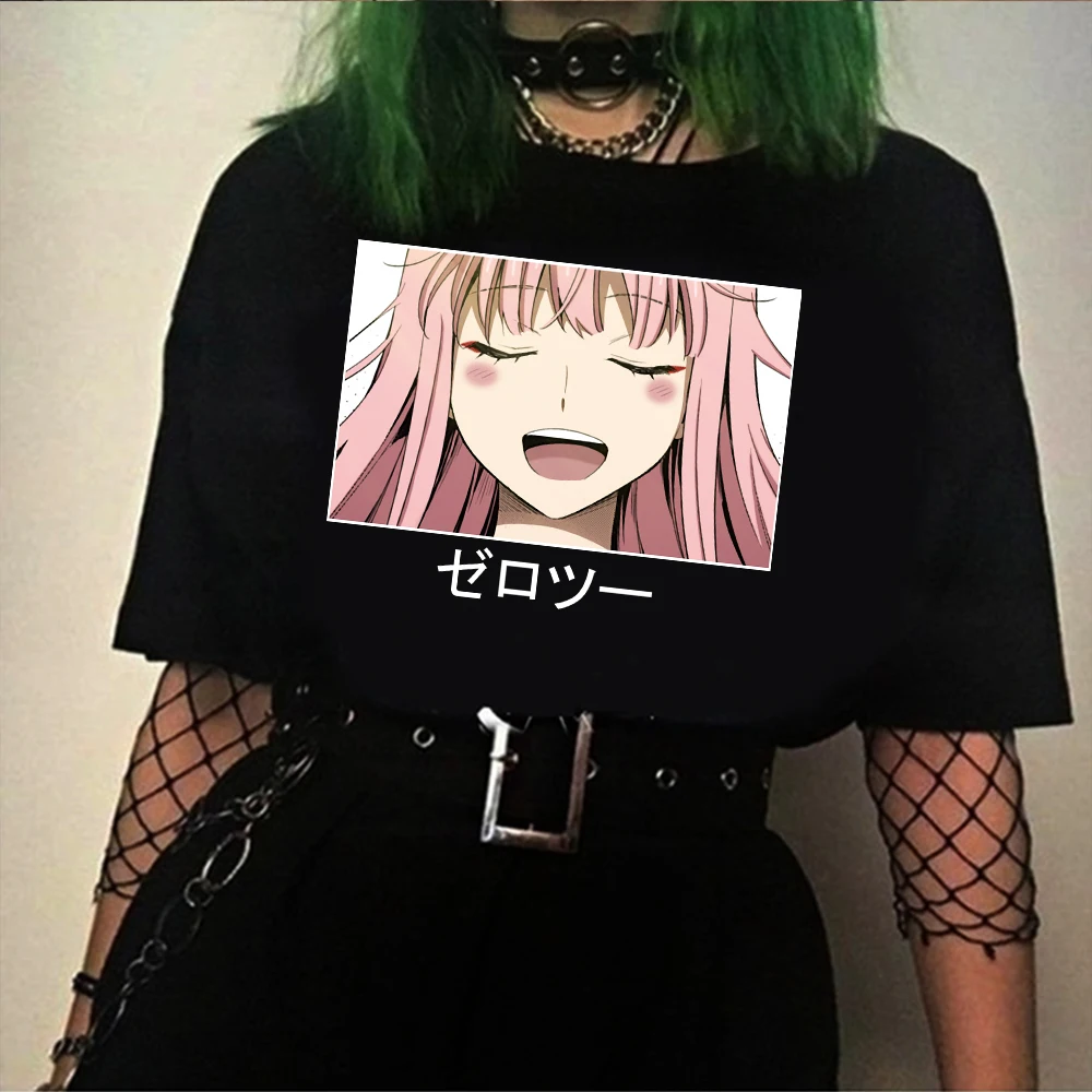 

Hot Darling in the Franxx Anime Harajuku Zero TWO Eyes Summer Short-sleeve Male T-shirt
