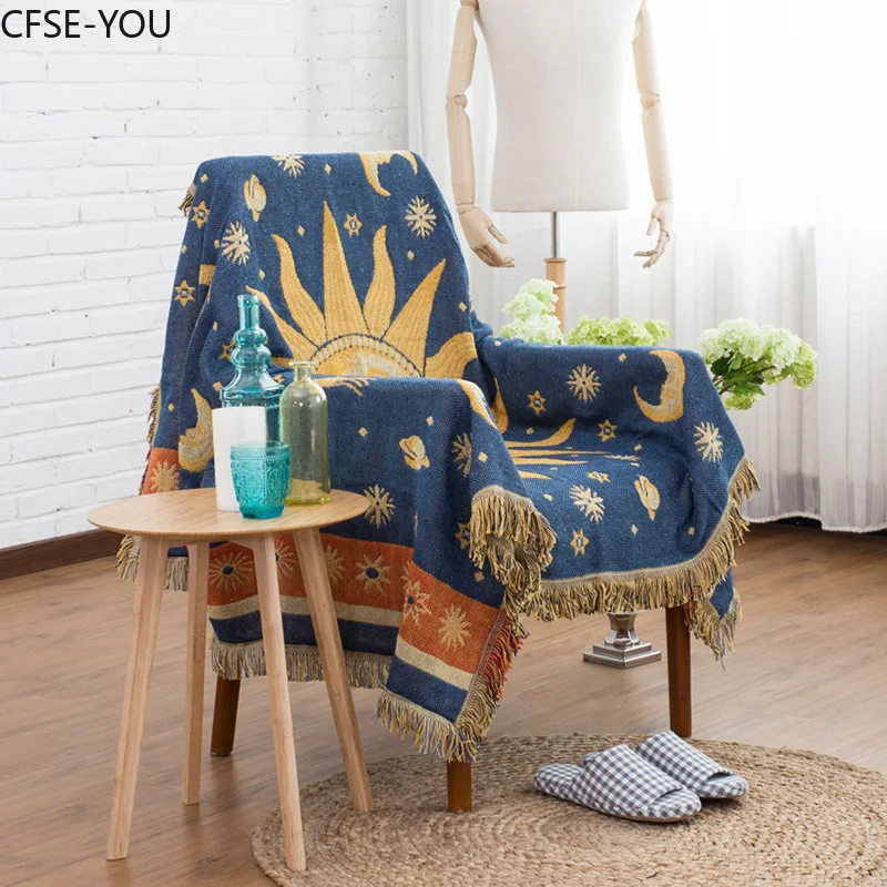 

The Sun God Throw Blanket Sofa Decorative Slipcover Cobertor On Sofa / beds / plane Travel Plaid Non-slip Stitching Blankets
