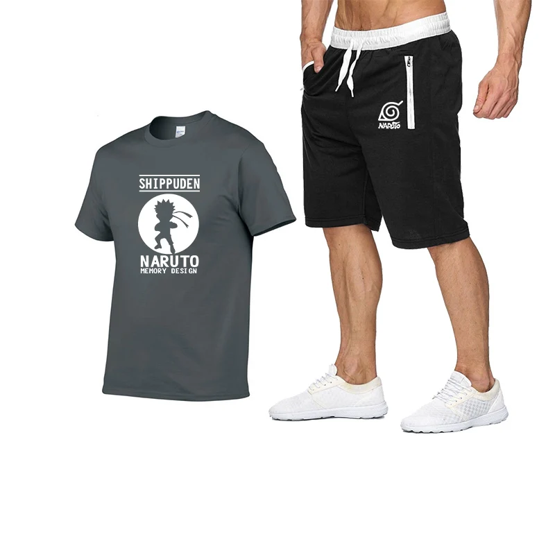 Футболка + шорты комплекты мужские летние костюмы с буквенным принтом