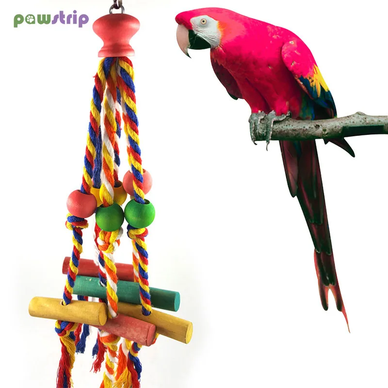 

Жевательная игрушка для птиц, забавная хлопковая веревка, игрушка для попугая, подвесная Жевательная качели, устойчивая к укусам, игрушка д...