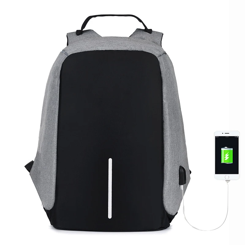 Рюкзак с защитой от кражи, рюкзак для путешествий, mochila, рюкзак большой емкости, USB, мужской рюкзак для ноутбука, школьные сумки для колледжа, mochila Anti roubo - Цвет: Серый