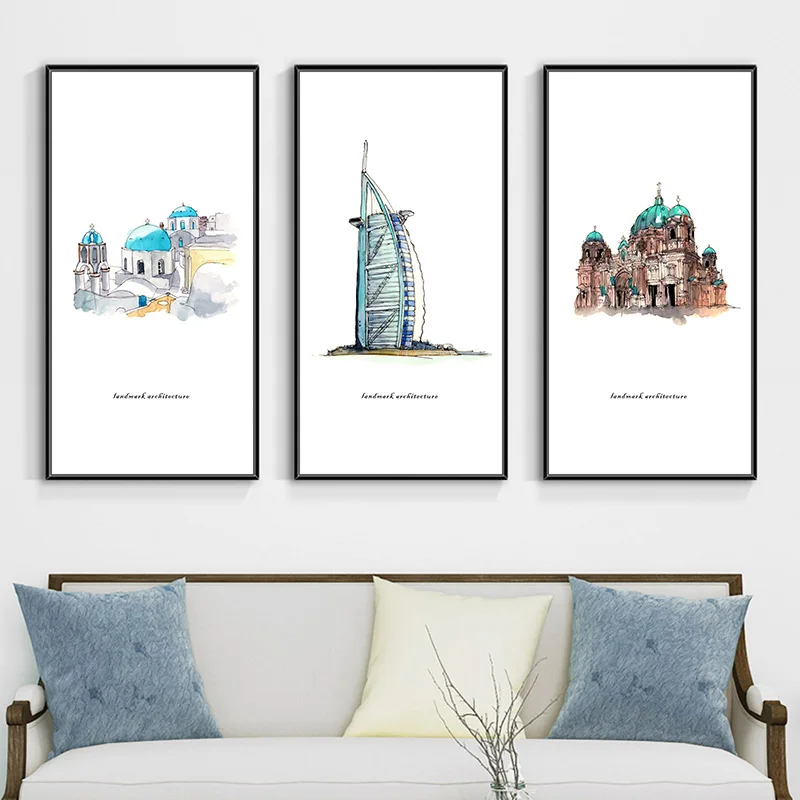 Логотип мира известный архитектурный пейзаж холст картина для гостиной