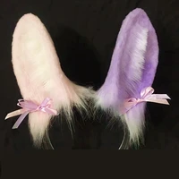 new pink and purple anime beast ear rabbit ear hair hoop for lolita cosplay costume headwear accessories