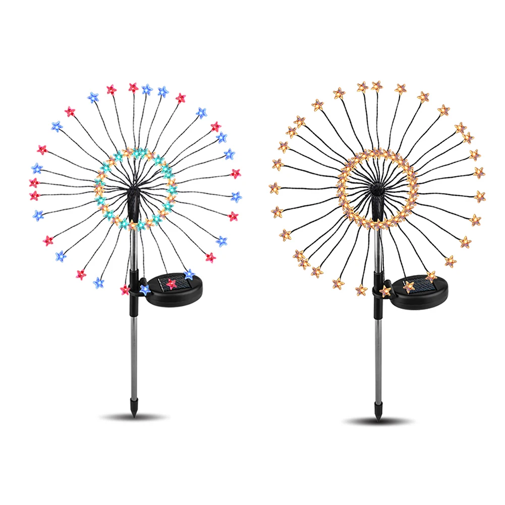 VKTECH 2pcs 90 LED Solar Powered Firework Lights IP44 Waterproof Outdoor Lamp for Landscape Path Lawn Garden Decoration Dropship | Освещение
