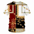 Футболка МужскаяЖенская в китайском стиле, роскошная трендовая тенниска с коротким рукавом и 3D-принтом в стиле барокко, рубашка в стиле Харадзюку, лето