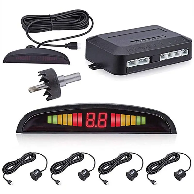 

Car Led Parking Sensor Parktronic Display 4Sensors Reverse Backup Monitor System