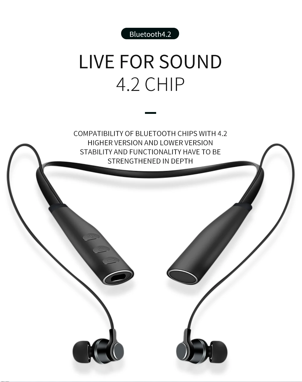 TWS Беспроводные наушники с шейным креплением HD Hi-Fi, музыкальные наушники, вставные КАРТЫ, MP3 плеер, спортивные наушники для фитнеса, для мобильного телефона