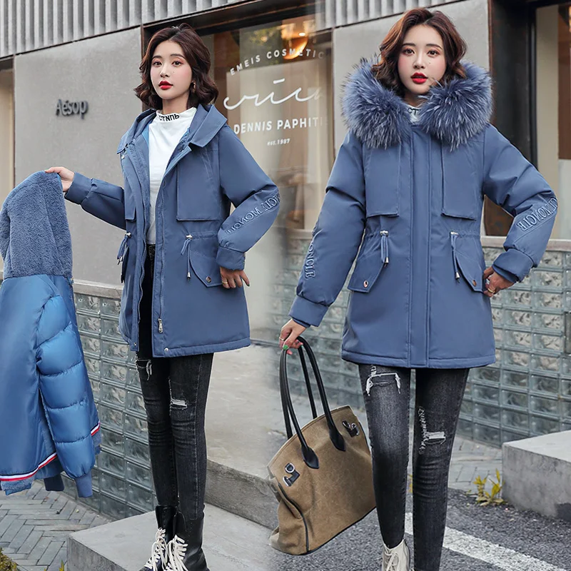 

NEEW 2021 Winter Women Parkas Coat Casual Fleece Embriodery Thick Hooded Warm padded Coat Casual Female Winter Outwear Jacket