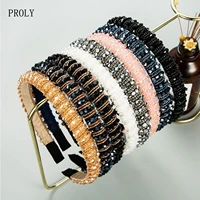 proly new fashion womens hair accessories baroque headband shining handmade bead winding hairband wholesale
