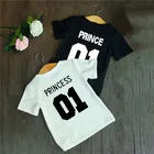 Белая футболка для маленьких мальчиков и девочек, принц принцессы, 01, летняя футболка, Детская футболка для малышей, Детские Модные топы, футболки