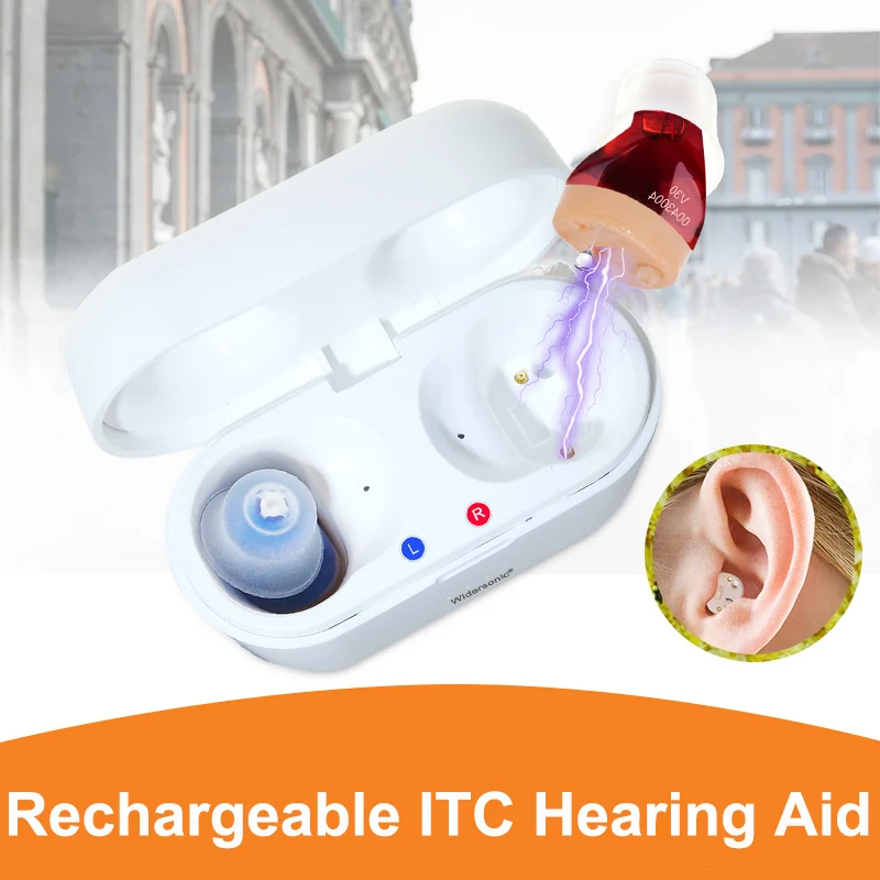 Rechargeable Hearing Aids Audifonos Mini Intelligent ITC Invisible Earbuds Adjustable Tone Sound Amplifier In-Ear Drop Shipping