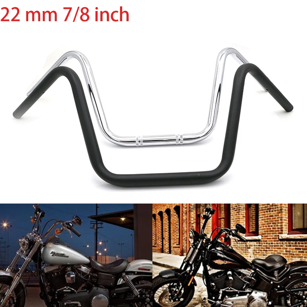 

22MM 7/8" Motorcycle High Rider Steel Handlebars Bars Chrome Black For Harley Honda Kawasaki Suzuki Chopper Bobber Cafe Racer